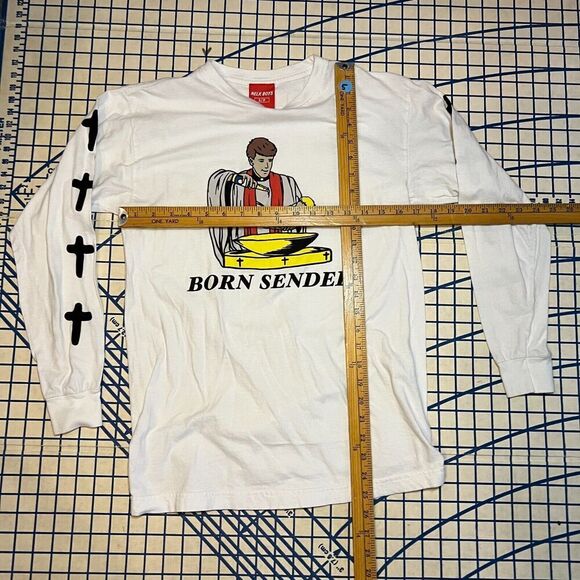 NELK Boys Born Sender Full Send Long Sleeve T Shirt Small White Tee - Picture 6 of 6